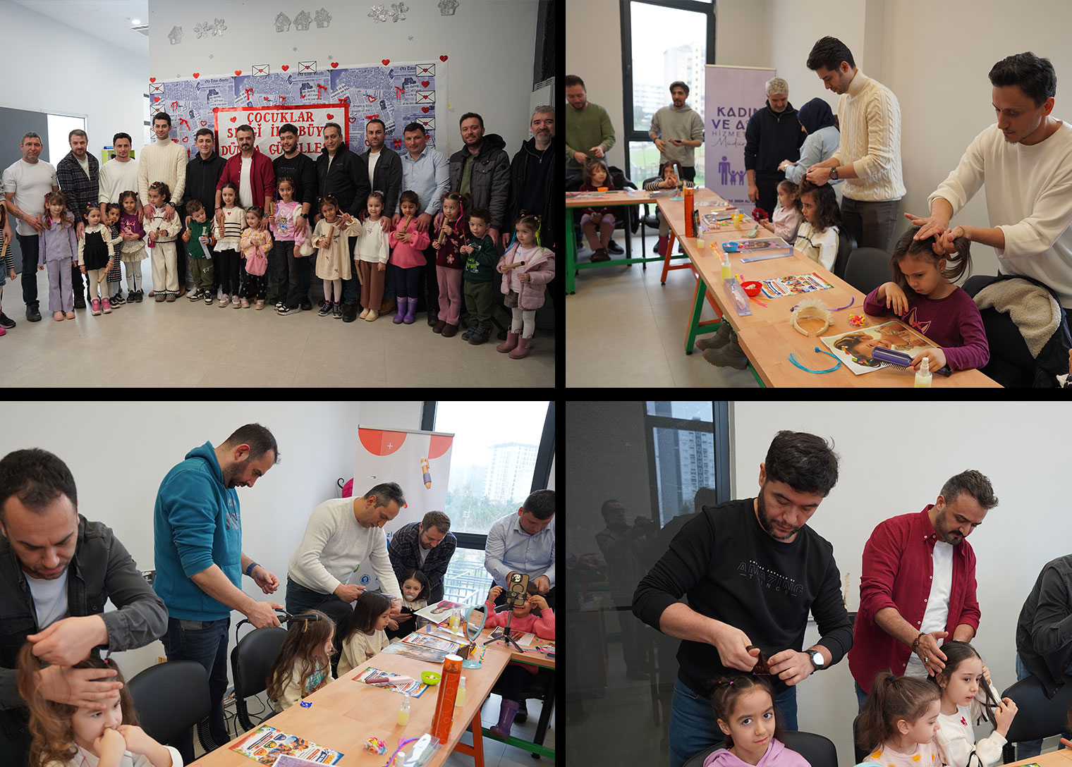 14 Şubat Sevgi Günü’nde babalar kız çocuklarının saçlarını şekillendirdi   