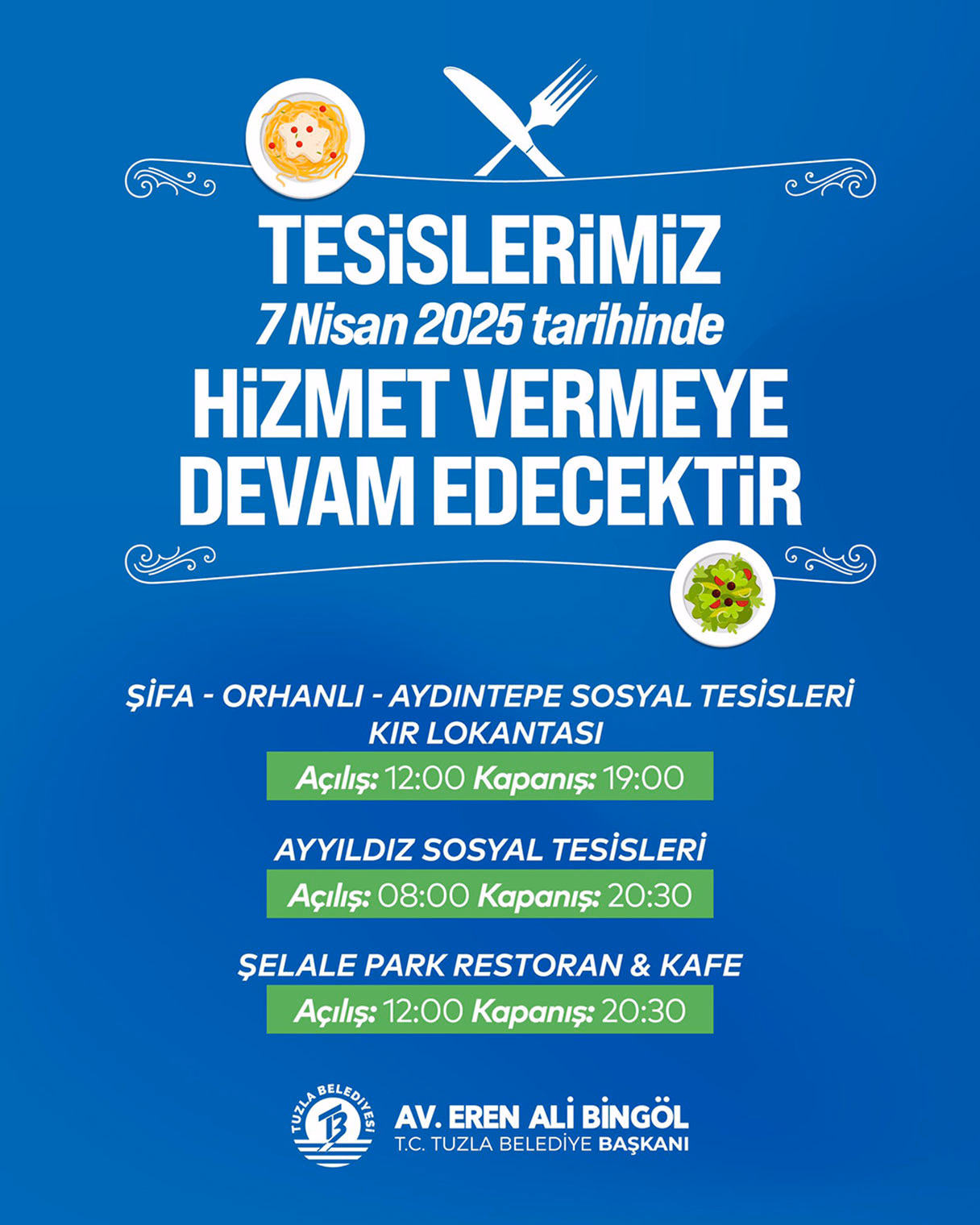 Tuzla Belediyesi sosyal tesisleri 7 Nisan itibarıyla yeniden hizmette - Görsel 3